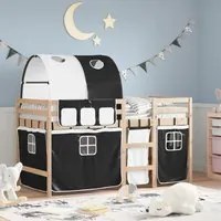 Letto a Soppalco con Tunnel Bambini Bianco e Nero 80x200cm Pino 3283835