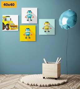 Set di quadri – Robot con auto gialla