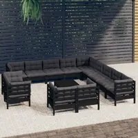 Set Divani da Giardino 14 pz con Cuscini Neri Legno di Pino cod mxl 43372