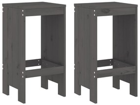 Set bar da giardino 3 pz grigio in legno massello di pino