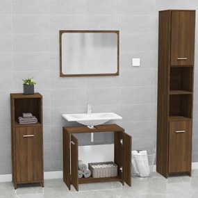 Set mobili da bagno rovere marrone in legno multistrato