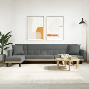 Divano Letto A L Grigio Scuro 275x140x70 Cm İn Tessuto /