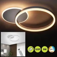 WEEK Plafoniera moderna LED 51W CCT da 3000K a 6000K lampada dimmerabile cerchi luce soffitto parete camera ufficio 230V