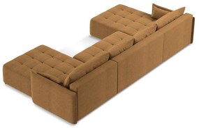 Divano angolare color terracotta allungabile/con contenitore (a U) Moku – Makamii