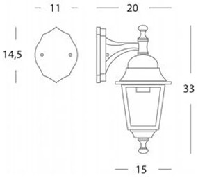 Applique In Basso Piccola Esterno Nano Alluminio E Vetro Nero 1 Luce E27