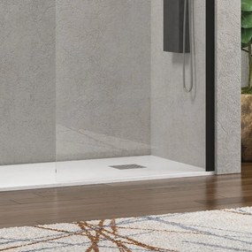 Kamalu - Box doccia walk in 80x90 angolare telaio nero | KW2000B
