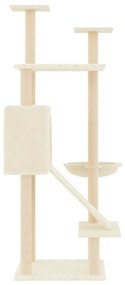 Albero per gatti con tiragraffi in sisal crema 153 cm
