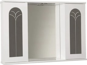 Specchiera bagno Bianco Lucido 92 cm a 2 ante palme con luce LED