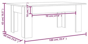 Tavolino da Salotto Grigio Sonoma 100x60x42cm Legno Multistrato