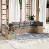 Set Divano da Giardino 6 pz con Cuscini Beige in Polyrattan 3258419