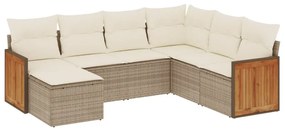Set divani da giardino 7 pz con cuscini beige in polyrattan