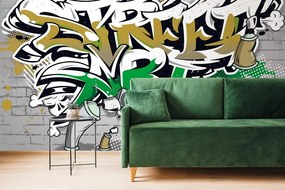 Carta da parati – Scritta Street Art verde con spray