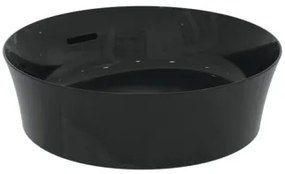 Ideal standard Ipalyss Lavabo 40 cm rotondo da appoggio senza foro con troppo pieno in diamatec nero lucido