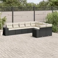 Set Divani da Giardino 9 pz con Cuscini Nero in Polyrattan 3255373