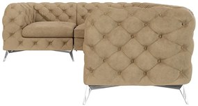 Divano angolare marrone chiaro (con penisola a sinistra/a L) con rivestimento in velluto Chelsea – Ropez