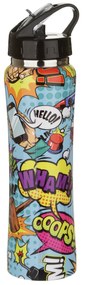 Bottiglia termica 500 ml con cannuccia fumetti in acciaio