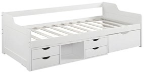Divanetto letto con vani portaoggetti 90 x 190 cm in Abete Bianco - ADELISE