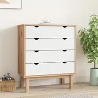 Cassettiera OTTA Marrone e Bianco 76,5x39,5x90 cm Legno di Pinocod mxl 126186