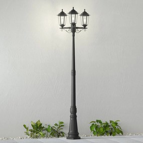 Lampada da esterno Lindby Nane, 217 cm, nera, resistente all'acqua di mare, E27