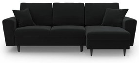 Divano angolare nero allungabile e con contenitore con rivestimento in velluto Kyoto – Cosmopolitan Design