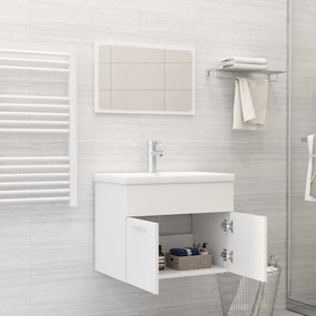 Set mobili da bagno 2 pz bianco in truciolato