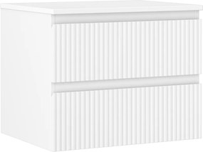 Mexen Rivel mobiletto da bagno sotto-lavabo 60 cm con piano, 2 cassetti, scanalato, bianco opaco - 91A20-06047-2-BFFC01