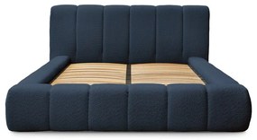 Letto matrimoniale imbottito blu scuro contenitore e rete inclusi 180x200 cm Denali - Bobochic Paris