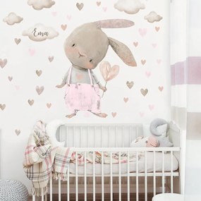 Coniglietto rosa chiaro per bambina - adesivi da parete | Inspio