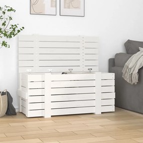 Contenitore Portaoggetti Bianco 91x40,5x42 Cm Massello Di Pino /