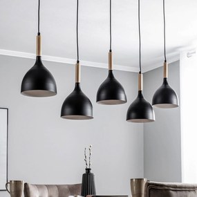Luminex Lampada a sospensione Nanu legno lunga 5 luci nero