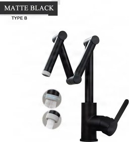 Rubinetto da bagno ELITE EDITION KS1409 da piano con LED, bocca girevole e doccetta multigetto, in più finiture dal cromo al nero opaco — Nero opaco