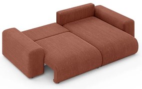 Divano angolare color mattone allungabile/con contenitore (con composizione variabile) con rivestimento in velluto a coste Luma – Ropez