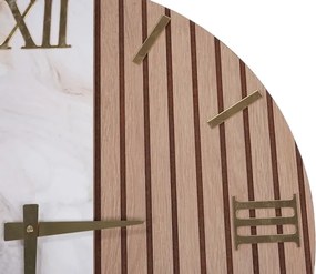 Orologio Tondo 60 cm in Legno Noce cannettato e Marmo