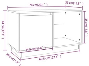 Mobile Porta TV 74x35x44 cm in Legno Massello di Pino