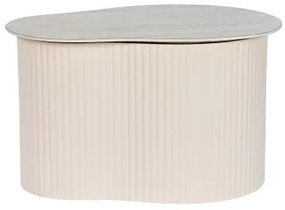 Tavolo aggiuntivo Home ESPRIT Bianco Beige Marrone Chiaro Metallo Ceramica 70 x 46 x 38 cm