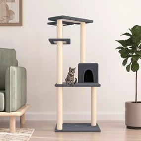 Albero per gatti con tiragraffi in sisal grigio scuro 123 cm