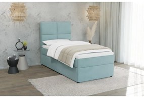 Letto singolo imbottito con contenitore azzurro con materasso e topper inclusi 80x200 cm Lena – Ropez