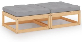 Poggiapiedi Da Giardino Con Cuscini 2pz Legno Massello Di Pino /