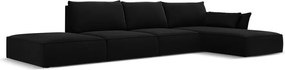 Divano angolare nero (con penisola a destra/con chaise lounge) con rivestimento in velluto Vanda – Mazzini Sofas