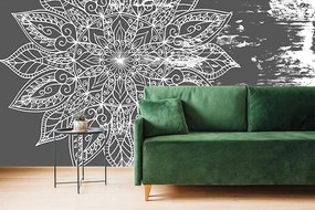 Carta da parati autoadesiva – Texture di mandala in bianco e nero