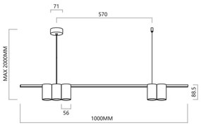 Lampadario a sospensione con filo GENESIS 5xGU10/8W/230V bianco