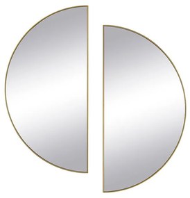 Lotto di 2 Specchio a semicerchio di design L.50 x H.100 cm in Metallo Dorato - GAVRA