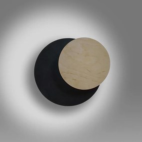 Applique da Parete Circle, Nera e in Legno, Luce Indiretta, Base G9 Colore del corpo Legno