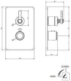 Parte esterna miscelatore termostatico doccia a parete 1 via cromo 65133 gessi