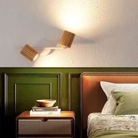 Brilagi - Faretto MODERN WOOD 2xGU10/8W/230V in legno di caucciù/bianco