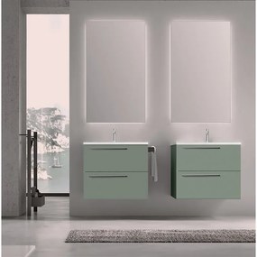 Mobile da bagno sotto lavabo VISOBATH verde laccato opaco L 60 x H 55 x P 45 cm 2 cassetti, lavabo non incluso