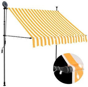 Tenda Da Sole Retrattile Manuale Led 100 Cm Bianca E Arancione /