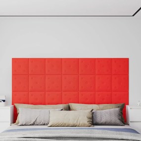 Pannelli Murali 12 Pz Rossi 30x30 Cm Similpelle 1,08 M² /