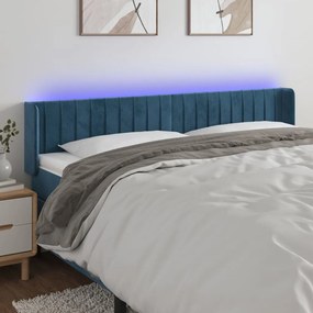 Testiera A Led Blu Scuro 203x16x78/88 Cm İn Velluto /