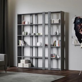 Libreria 178x204h cm in legno Cemento con 6 ripiani - KATO A